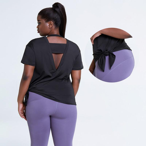 Activewear Workout Tops Women Side Split Back Yoga Shirt - amazitshop