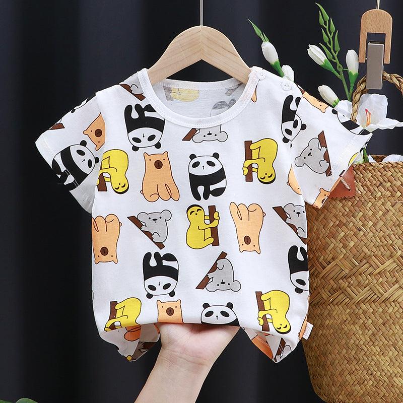 Fashion Cartoon Print Children's Cotton Short Sleeve - amazitshop