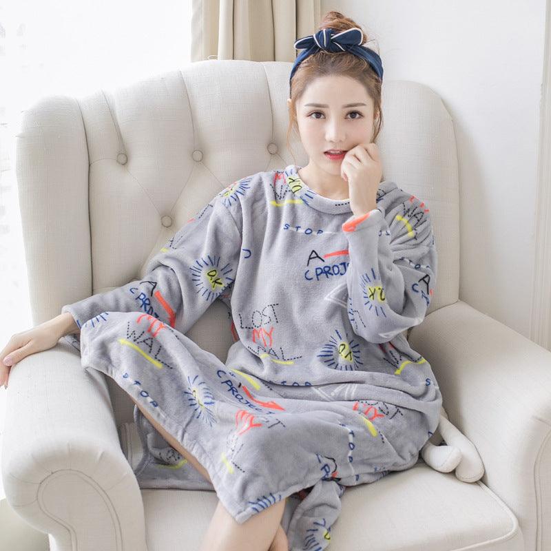 Autumn And Winter Pajamas Women Winter Flannel Pajamas Women - amazitshop