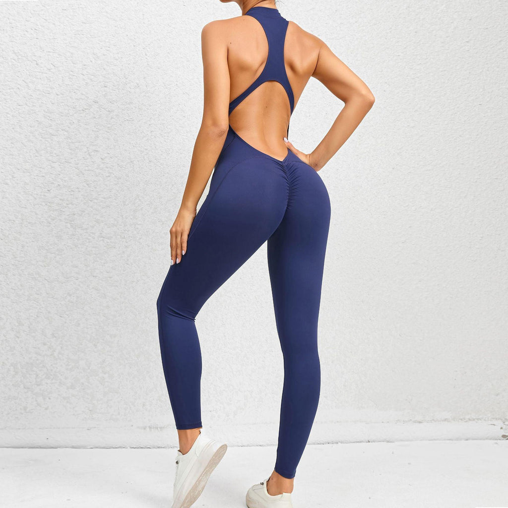 Zippered Yoga Fitness Jumpsuit Sleeveless Tummy Control Stretch Shapewear Butt Lifting Sportswear Women Fashion Outfits Clothing - amazitshop