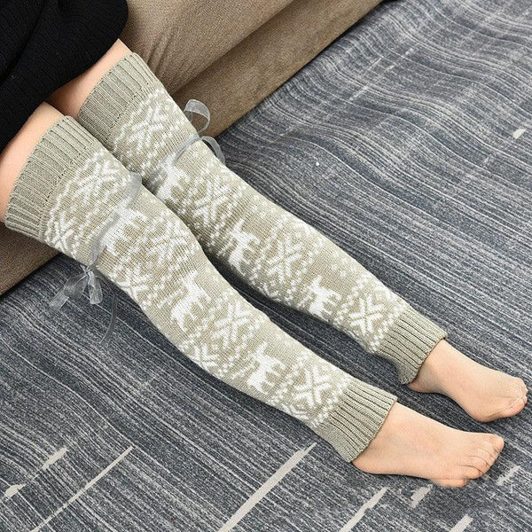 Thickened Warm Wool Stockings Knitted Over-the-knee Bunching Socks - amazitshop