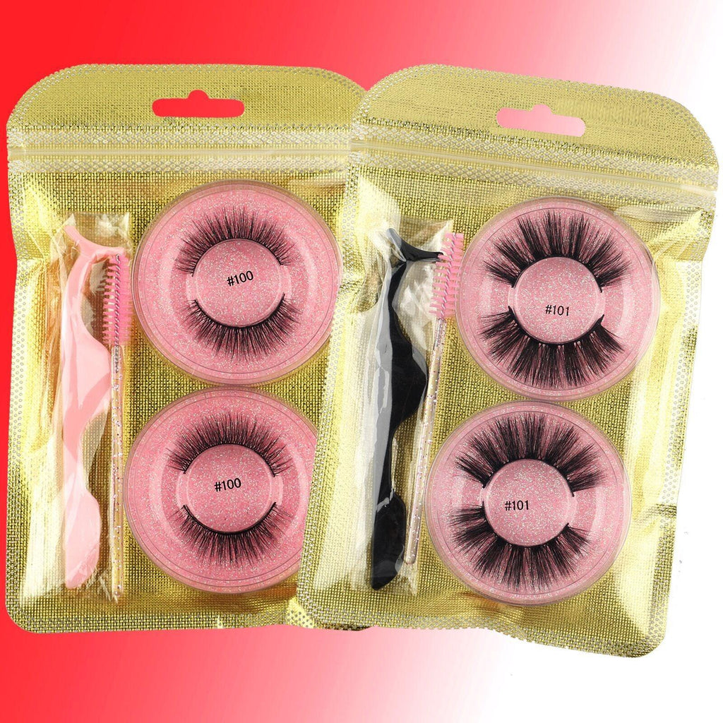 False Eyelashes Mink Hair Natural Bushy Round Set Beauty Tools - amazitshop
