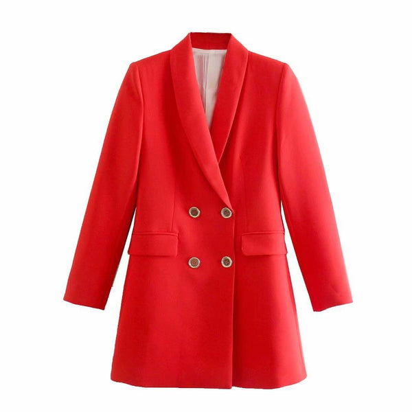 Solid Color Double Breasted Graceful Suit Jacket - amazitshop