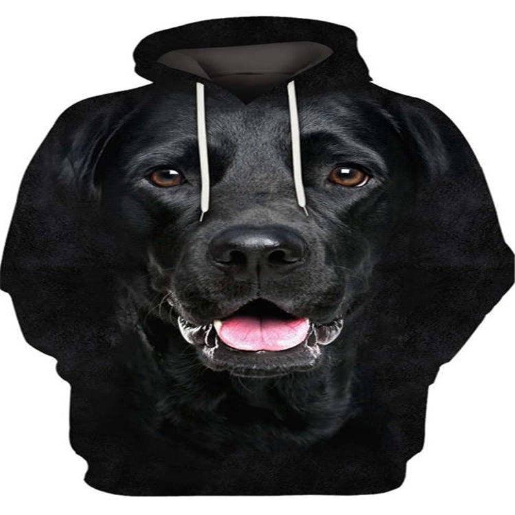 European And American Men's 3D Digital Printing Wolf Dog Hooded Sweater - amazitshop