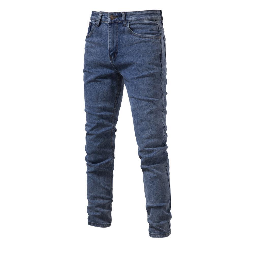 Men's Personalized Denim Washed Micro-elastic Straight-leg Trousers - amazitshop