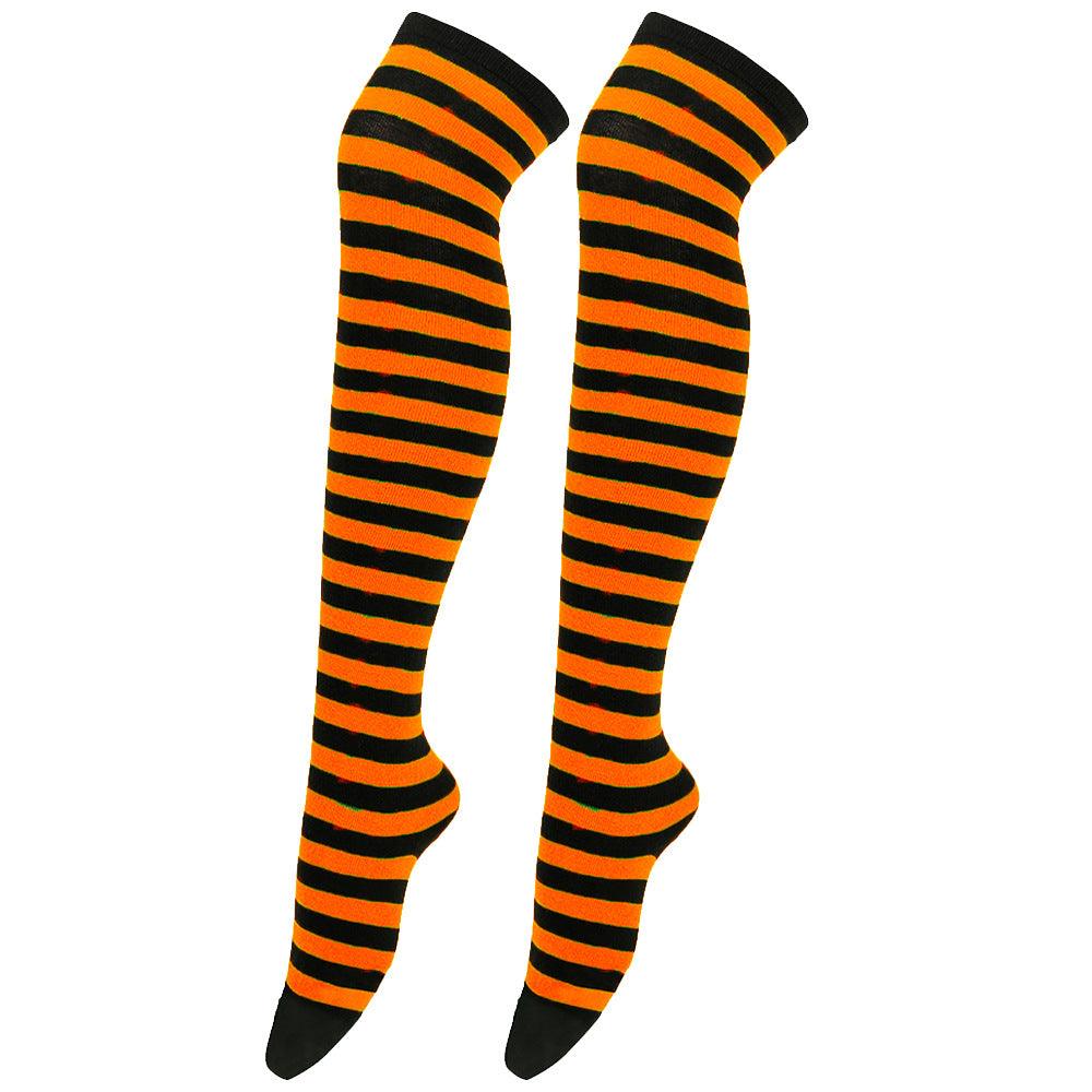 Striped Socks Hold-ups Women Over The Knee Halloween - amazitshop