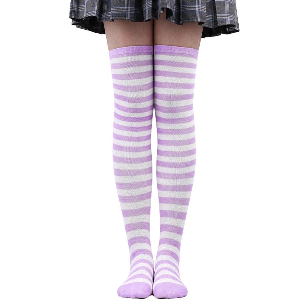 Striped Socks Hold-ups Women Over The Knee Halloween - amazitshop