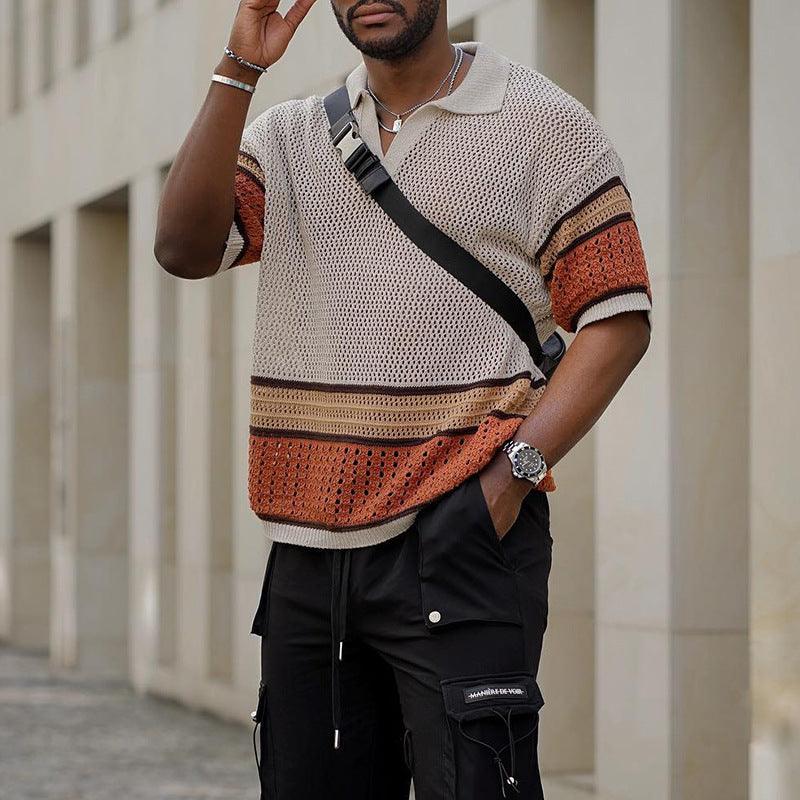Summer New Woolen Short-sleeved T-shirt Knitwear Top For Men - amazitshop