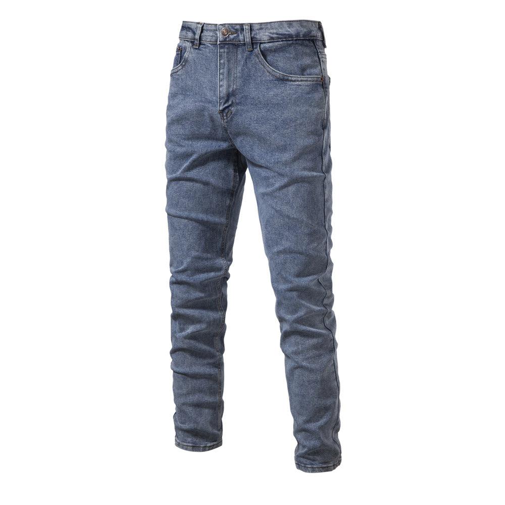 Men's Personalized Denim Washed Micro-elastic Straight-leg Trousers - amazitshop