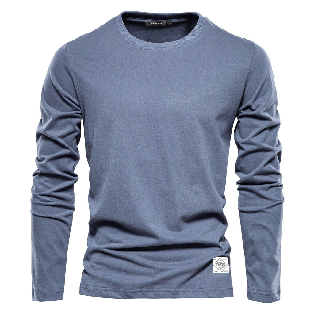 Men's Fashion Casual Exercise Outer Wear Round Neck Cotton Base Shirt
