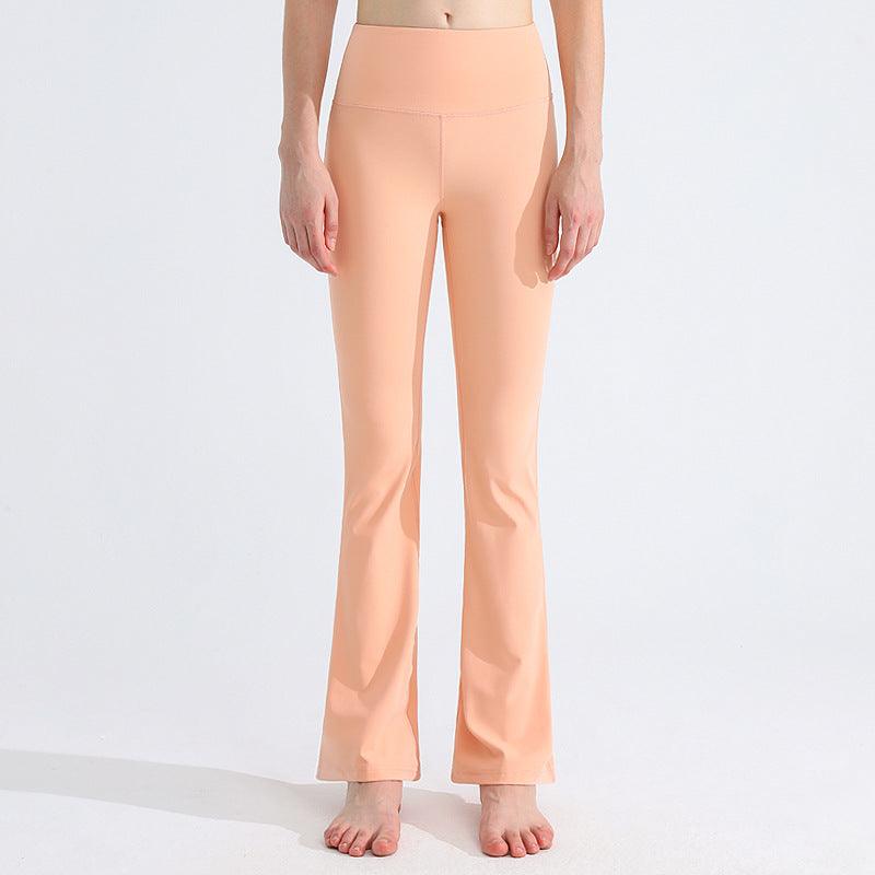 Antibacterial Sports Yoga Pants Female High Elastic Nude Feel Moisture Absorption Quick-drying Bell-bottom Pants - amazitshop