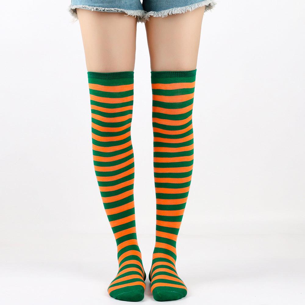 Striped Socks Hold-ups Women Over The Knee Halloween - amazitshop