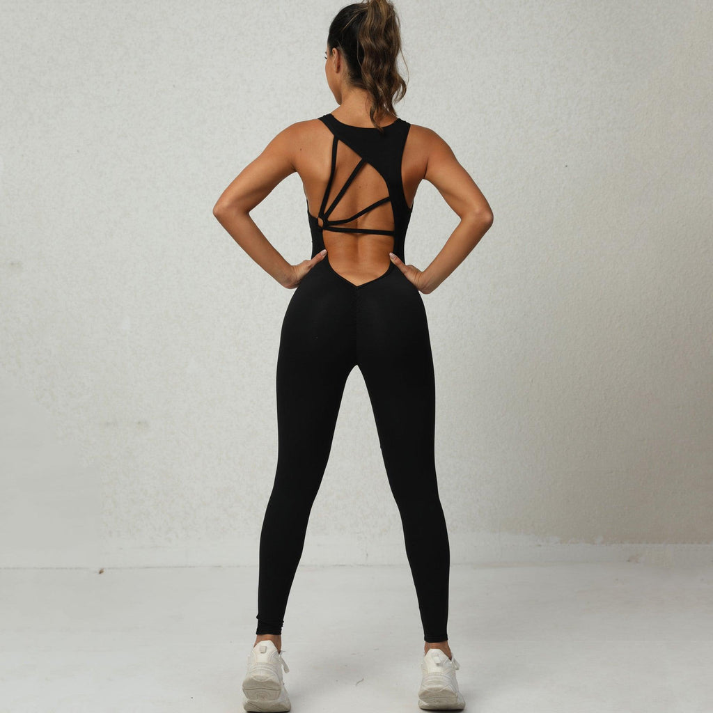 Jumpsuit Women's One-piece Yoga Sleeveless Workout Clothes Running Sportswear Stretch Tight Training Wear - amazitshop