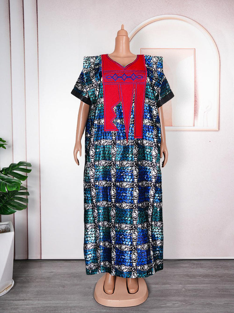 Plus Size Printed Dress Women's Embroidery Muslim Robe - amazitshop