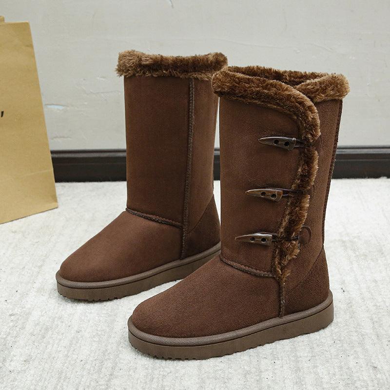 Cotton Shoes Thickened Mid-top Snow Boots Middle Tube Leather Boots - amazitshop
