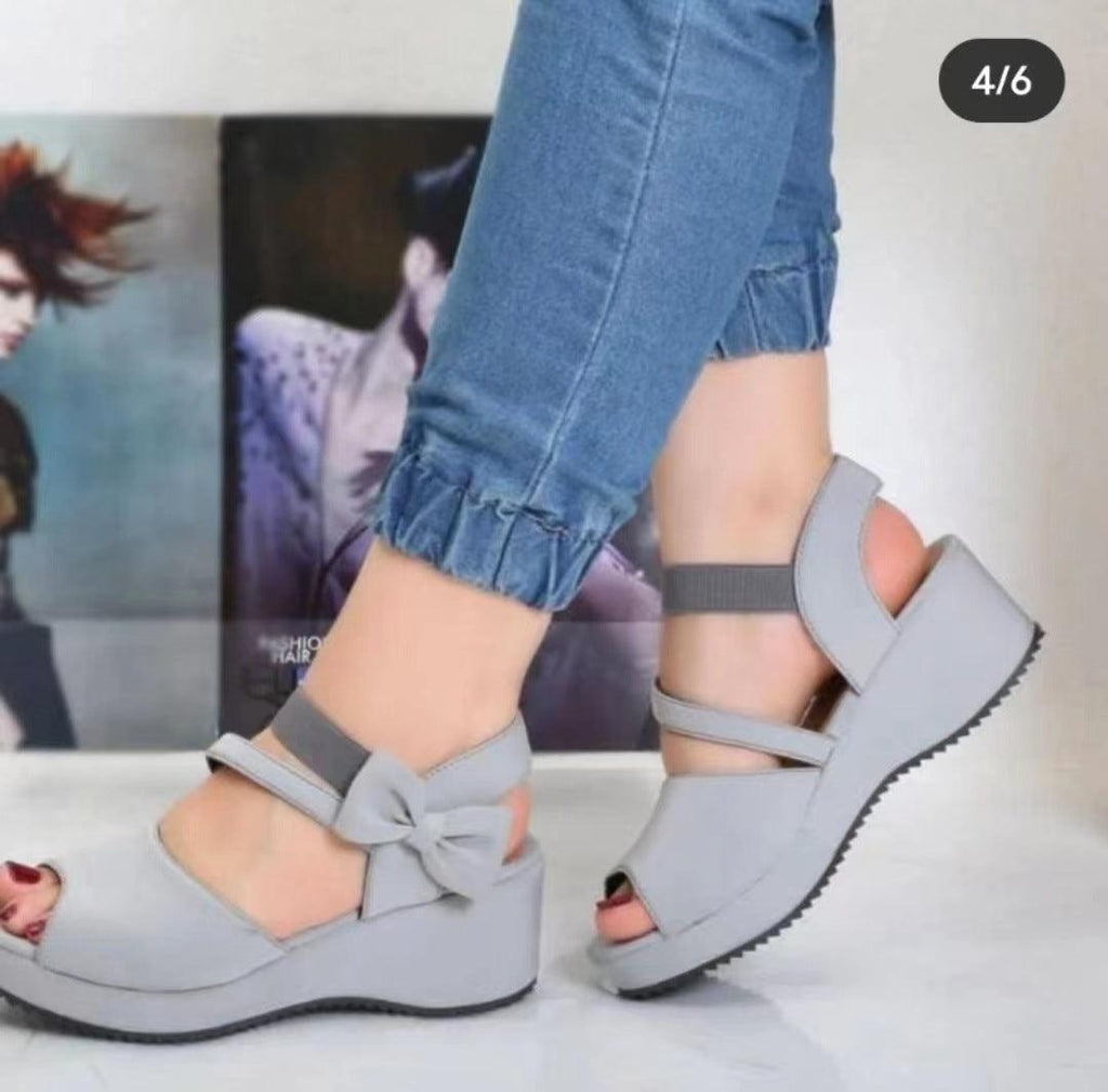 Plus Size Suede Wedge Peep Toe Sandals For Women - amazitshop
