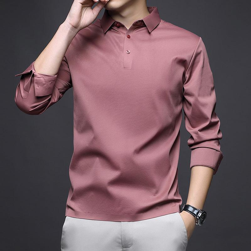 Jinammonia Seamless Quality Lapel Long Sleeve Shirt Men - amazitshop