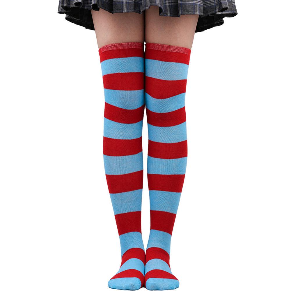 Striped Socks Hold-ups Women Over The Knee Halloween - amazitshop