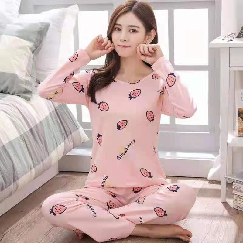 Pajamas Set Women Cute Cartoon Print Sleepwear 2 Piece Lounge Sets - amazitshop