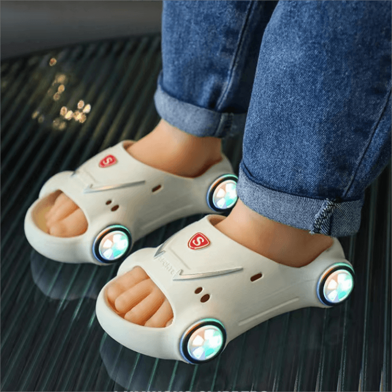 Kids Glowing Slippers Cartoon Car Sandals Children Sandals Anti Slip Boys Girls Luminous Slippers Summer Beach Shoes - amazitshop