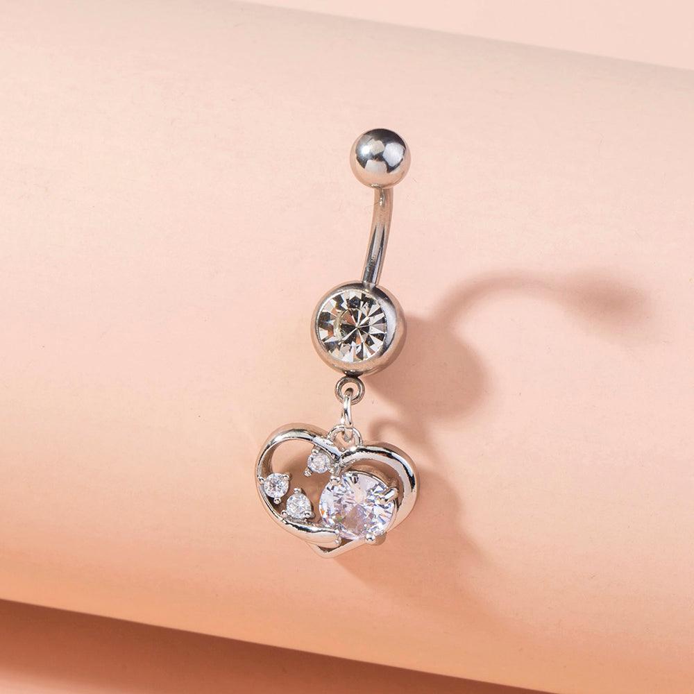Stainless Steel Heart Navel Nail Human Body Piercing Jewelry Woman