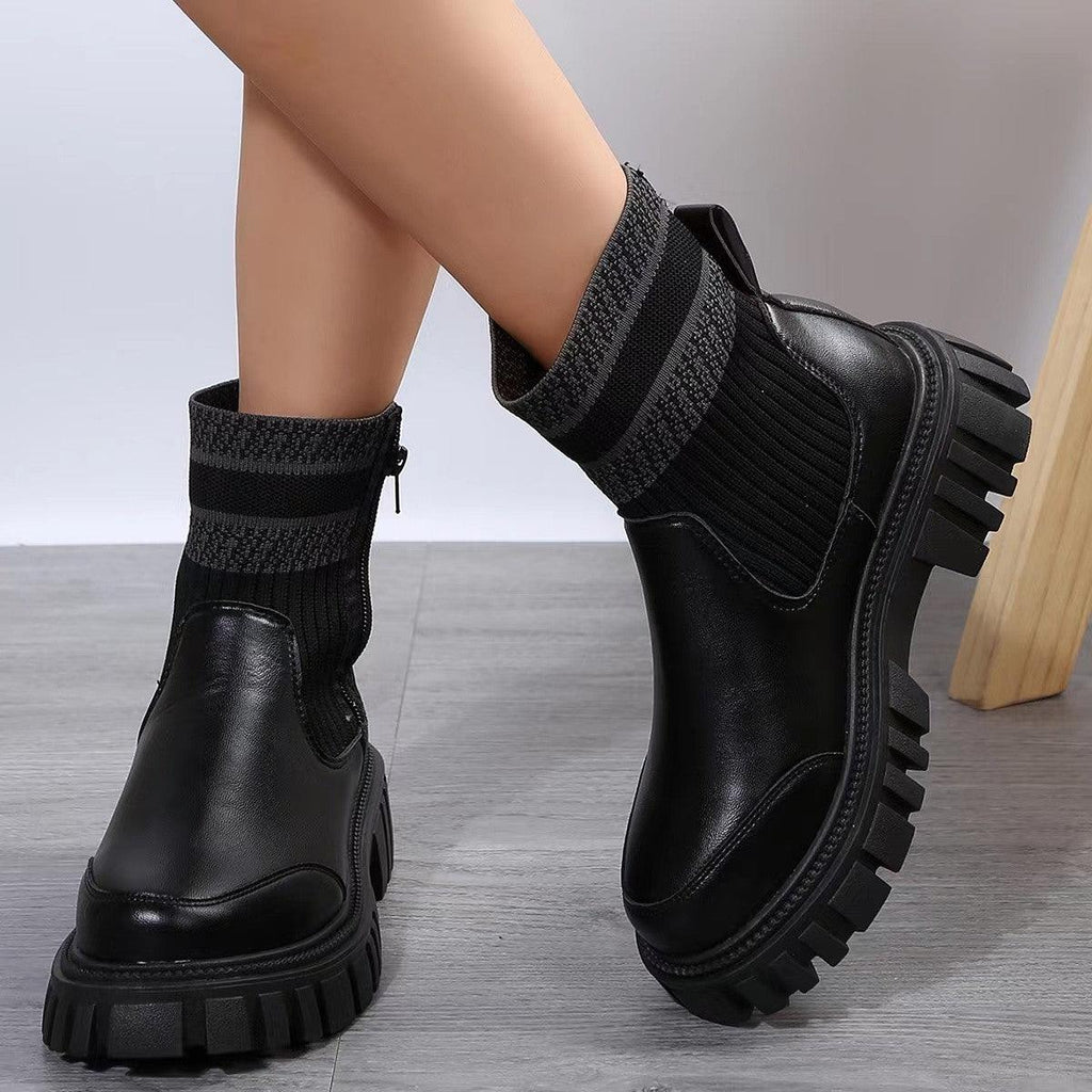 Women's Fashionable Knitted Women's Middle Boots - amazitshop