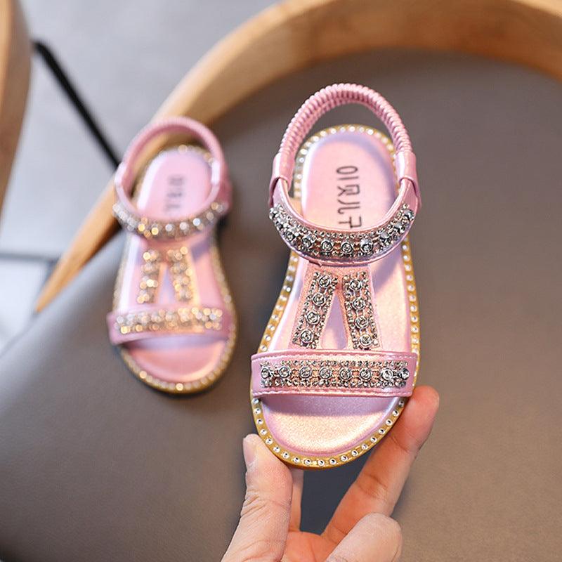 Princess Sandals With Rhinestones For Kids And Girls Sandals Baby Beach Shoes - amazitshop