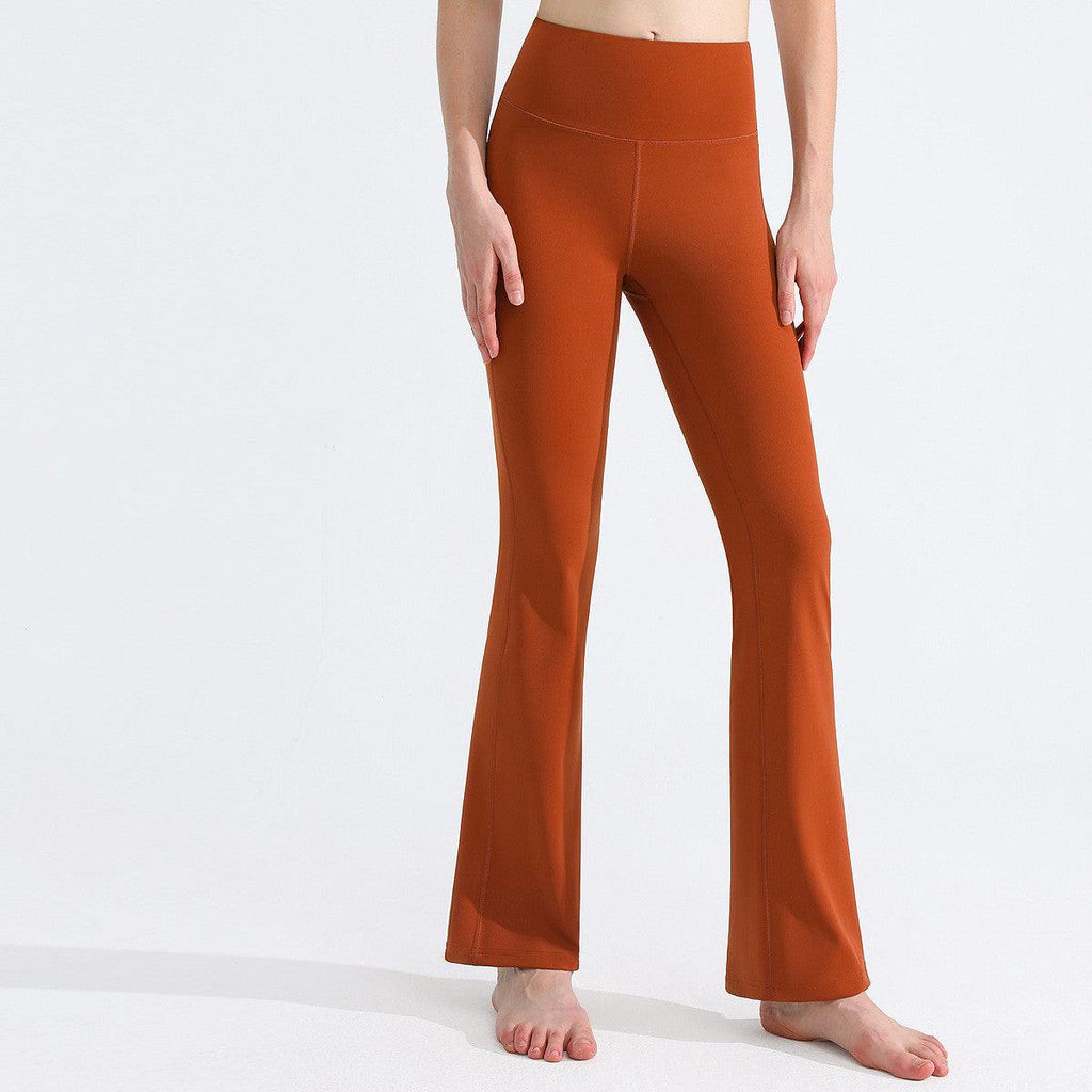 Antibacterial Sports Yoga Pants Female High Elastic Nude Feel Moisture Absorption Quick-drying Bell-bottom Pants - amazitshop