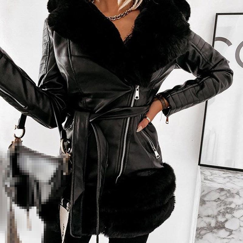 Fashion Women Leather Coats Jackets Ladies Jacket Black