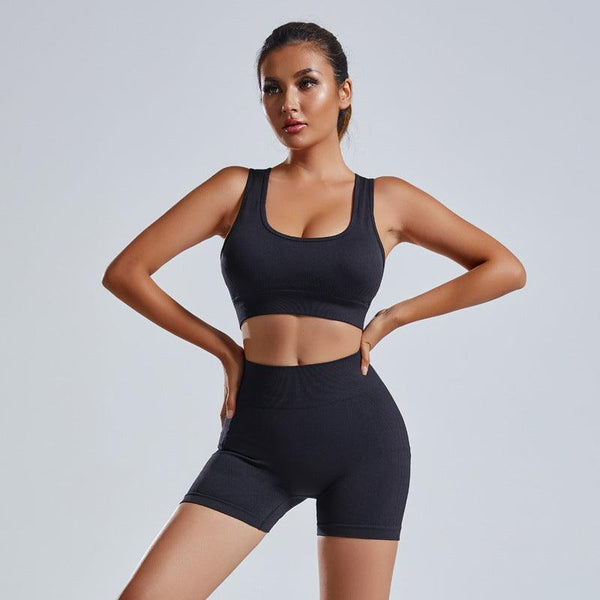 2pcs Yoga Set Women's Vest And Shorts Tracksuit Seamless Workout Sportswear Gym Clothing High Waist Leggings Fitness Sports Suits - amazitshop