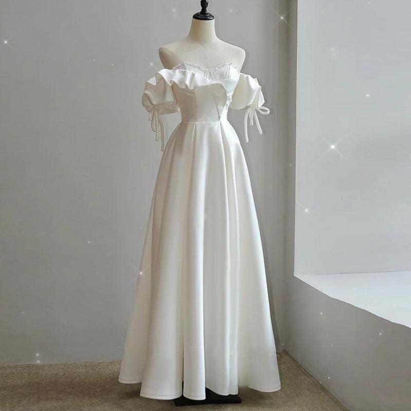 Satin Light Wedding Dress Bride French Super Fairy - amazitshop