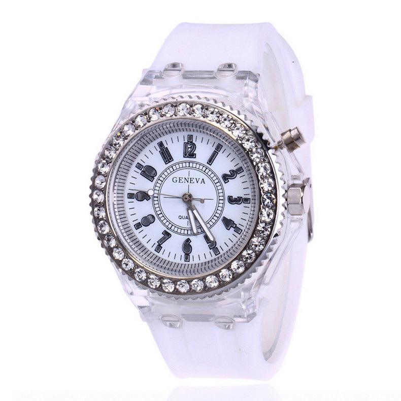 LED Luminous Watches Geneva Women Quartz Watch Women Ladies Silicone Bracelet Watches - amazitshop