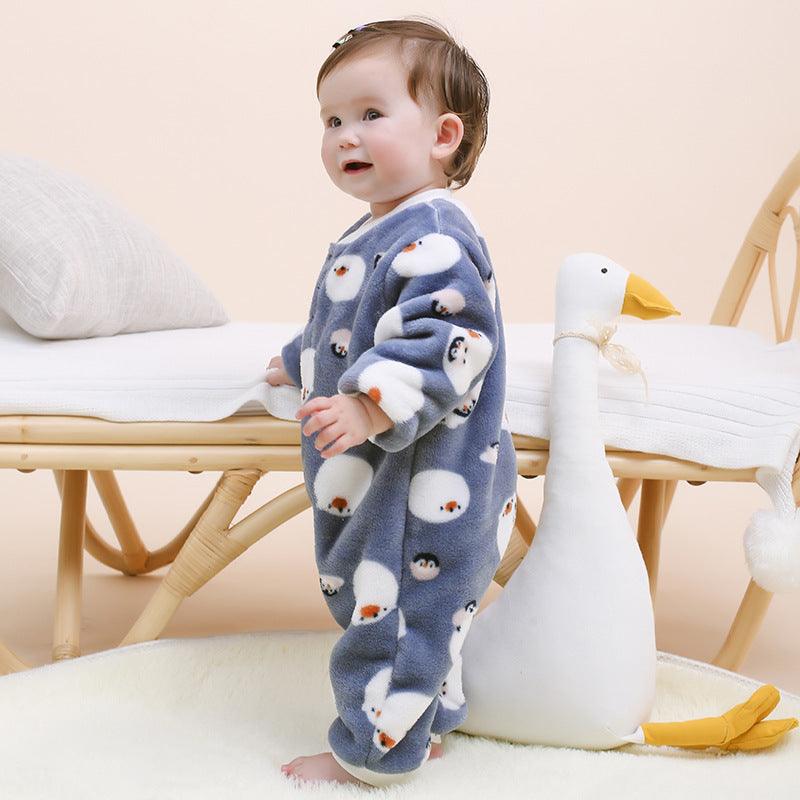 Baby Warm One-piece Clothes Coral Fleece Thickened Pajamas Romper - amazitshop