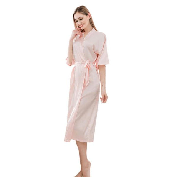 Satin Kimono Robes For Women Bride Long Robe Sleepwear - amazitshop