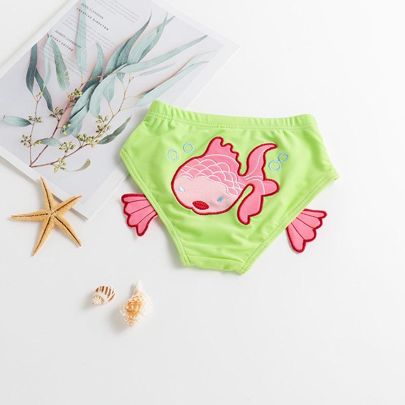 Baby Swimming Trunks Cute Embroidered Double Deck 1-3 Year Old Boys And Girls Learn Swimming Briefs Bathing Suit - amazitshop