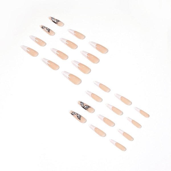 White French Butterfly Fake Nails Press On Nail Nail Stickers Nail Shaped Piece Wear Finished Nail Beauty - amazitshop