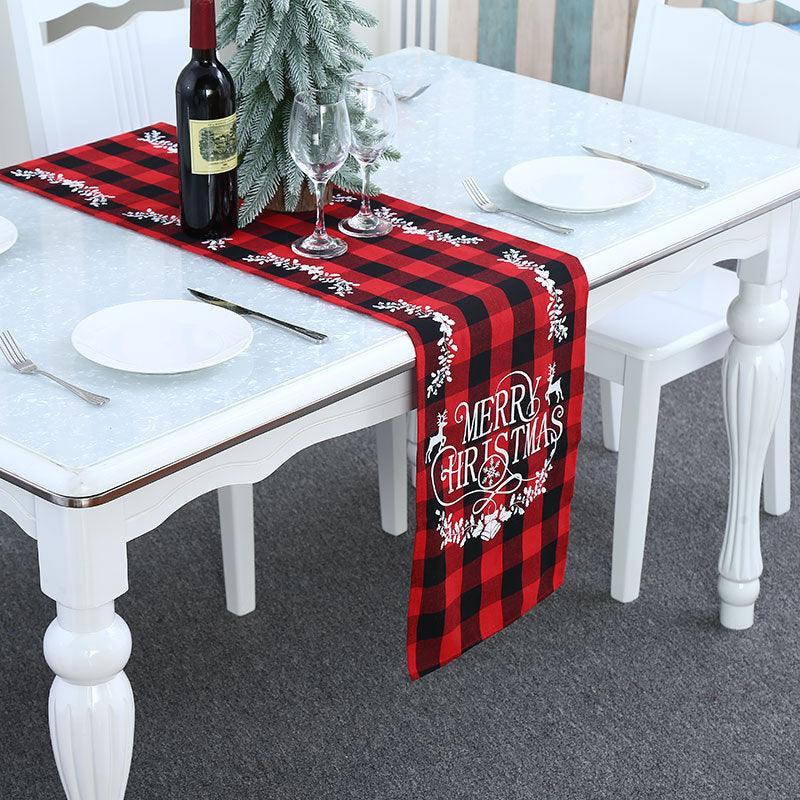 Black Plaid Tablecloth Placemat Restaurant Furnishing Supplies - amazitshop