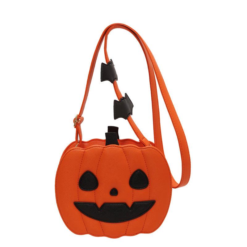 Halloween Bags Funny Pumpkin Cartoon Shoulder Crossbody Bag With Bat Personalized Creative Female Bag - amazitshop