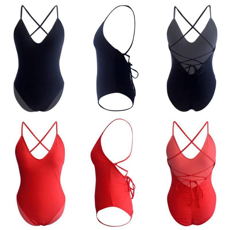 AliExpress Explosion models Bikini New Solid Color Siamese Swimwear Women Sexy Bikini Multicolor Swimwear - Amazitshop