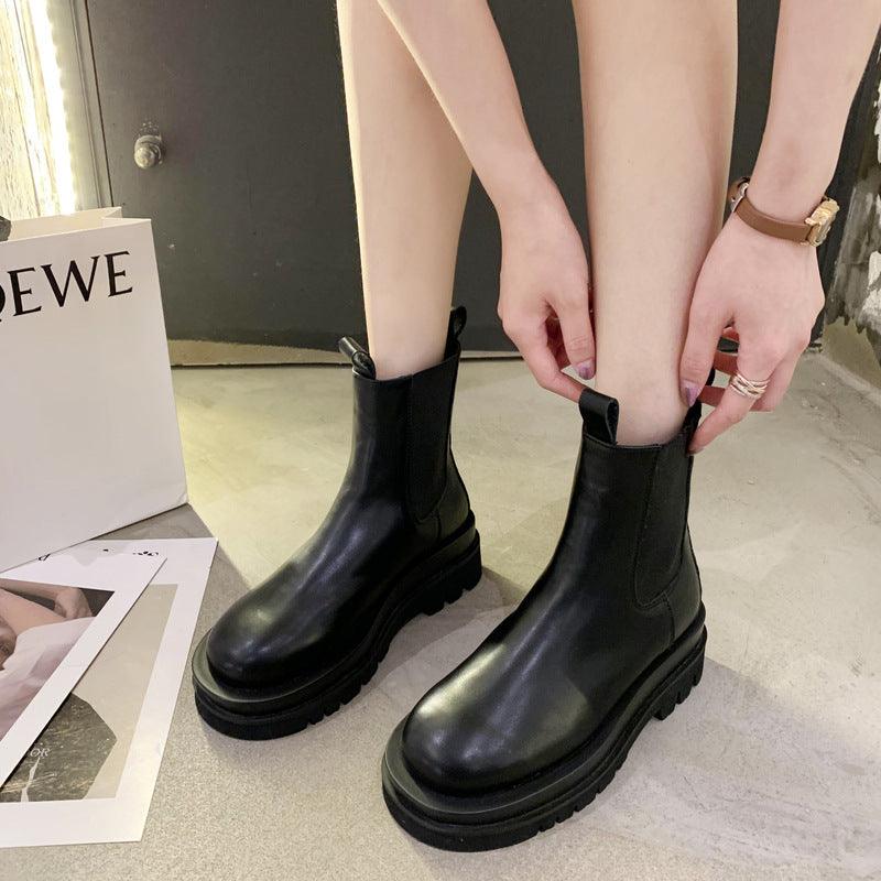 All - match Thick - heeled Thick - soled Mid - tube Boots Boots - Amazitshop