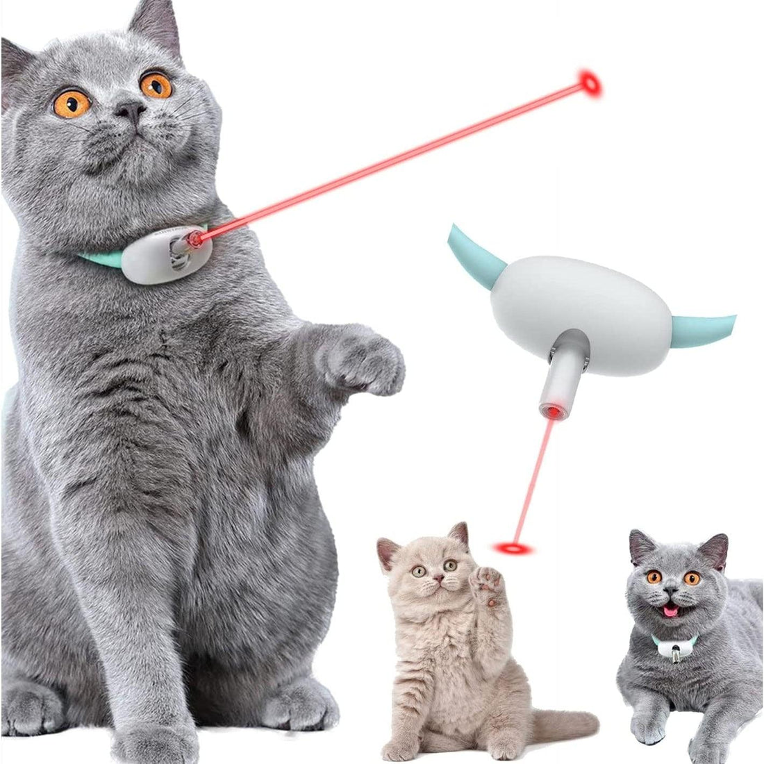 Automatic Cat Toy Smart Laser Teasing Cat Collar Electric USB Charging Kitten Amusing Toys Interactive Training Pet Items - Amazitshop