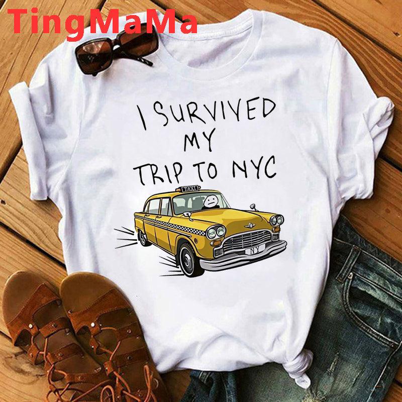 Funny Paper People Drive Away Letter Printing Pattern Summer Men's And Women's Short-sleeved T-shirts - amazitshop