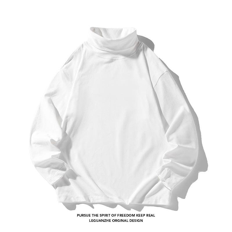 Hong Kong Style White Bottom Plus Size Dralon Turtleneck Bottoming Shirt - amazitshop