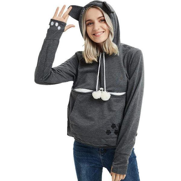 Cute Hoodies Pullover Sweatshirts With Pet Pocket For Cat Clothes Winter Women - amazitshop