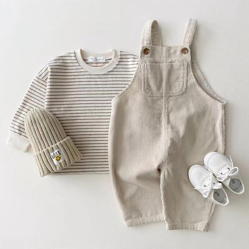 Children's Clothing Infant Toddler Spring And Autumn Floral Denim Suspender Pants
