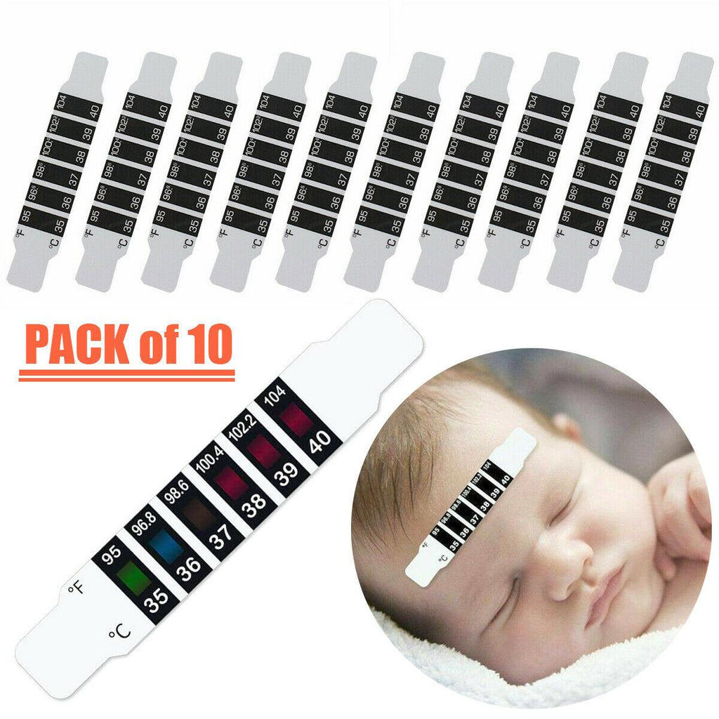 10X FOREHEAD THERMOMETER STRIP HEAD FEVER SCAN BABY ADULT CHECK TEST TEMPERATURE - amazitshop