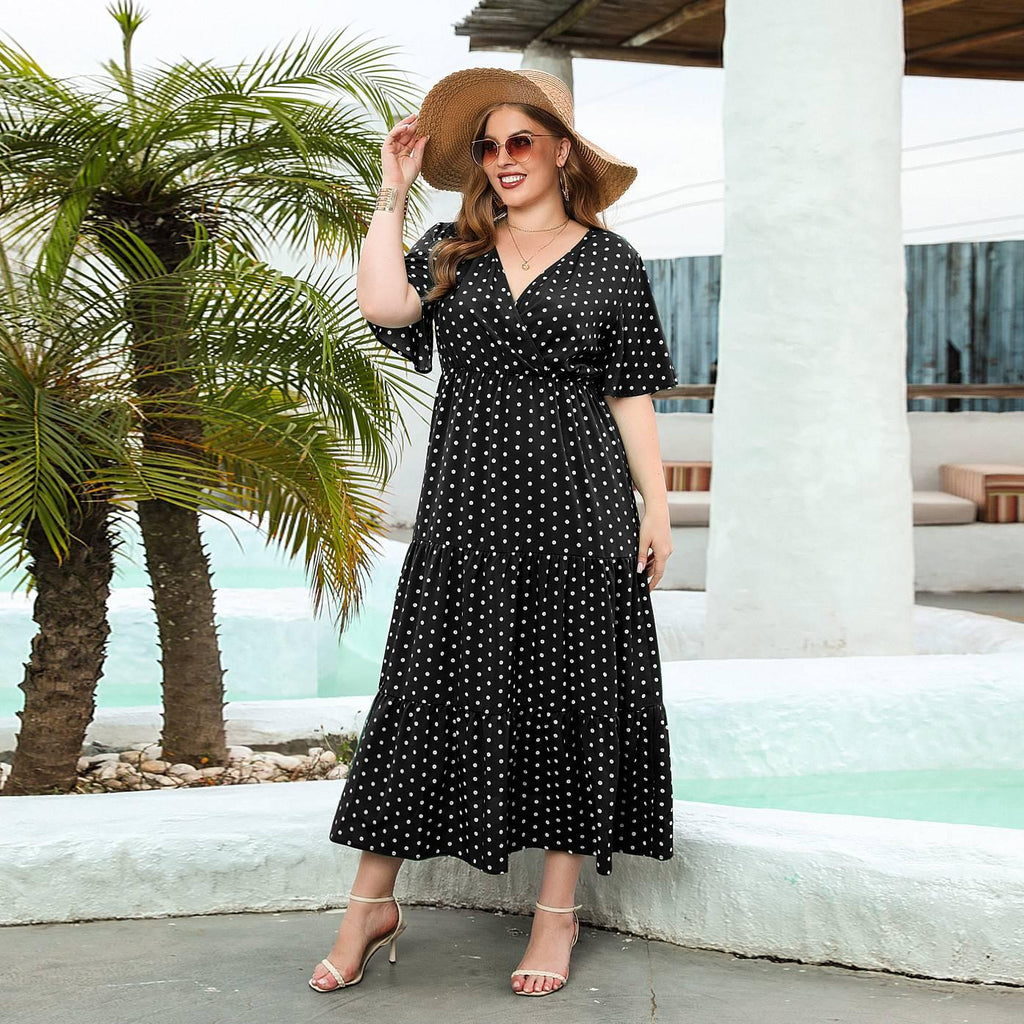 Plus-size Women's Plus-size Polka Dot Casual Holiday Dress - amazitshop