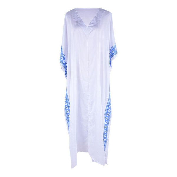 Women Cotton Embroidered Robe Holiday Dress - amazitshop