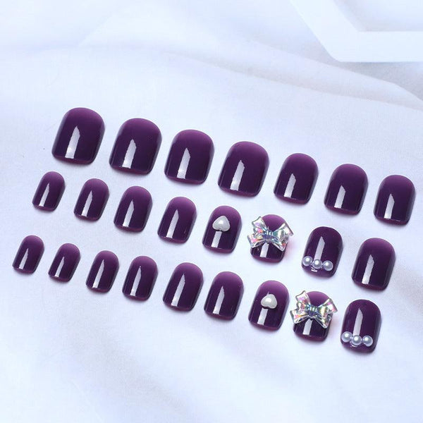 Wearing Nails With Diamonds And Purple Fake Nails - amazitshop