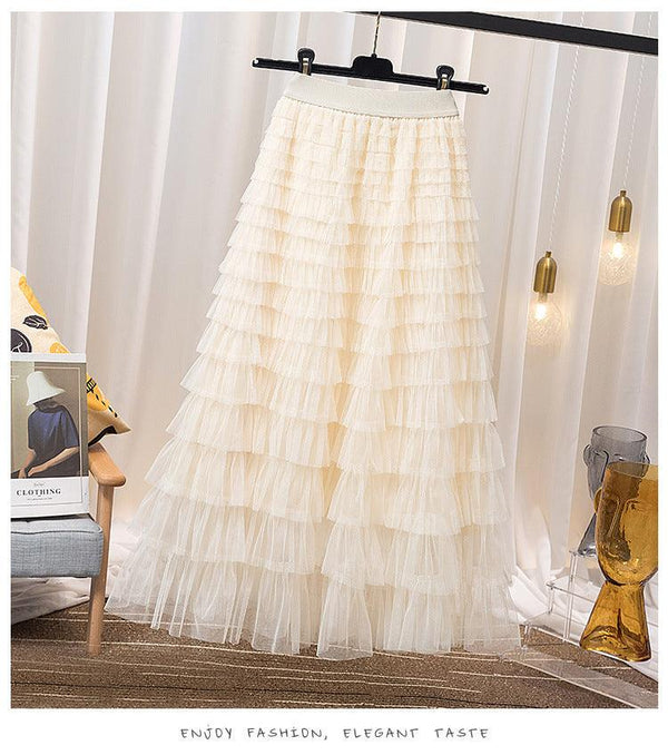 Women's Clothing Spring And Summer New High Waist Mid-length Design Full Of Versatile Slimming Fairy Lady Skirt - amazitshop